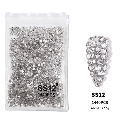 12Gird 3D Glass AB Crystal Nail Art Rhinestones Kit Flatback Round Bead Charm Gem Stones Jewelry Diamond with Tools for Nail Art