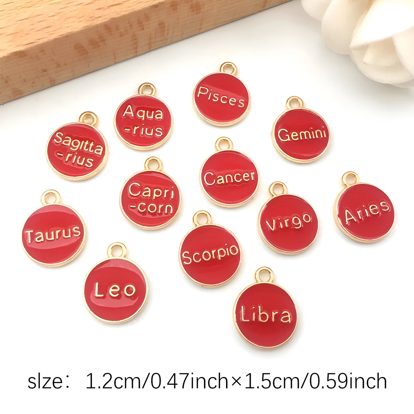 Accessoires de la série des 12 symboles du zodiaque, breloques pendentifs émaillés double face pour bracelets, colliers et boucles d'oreilles.