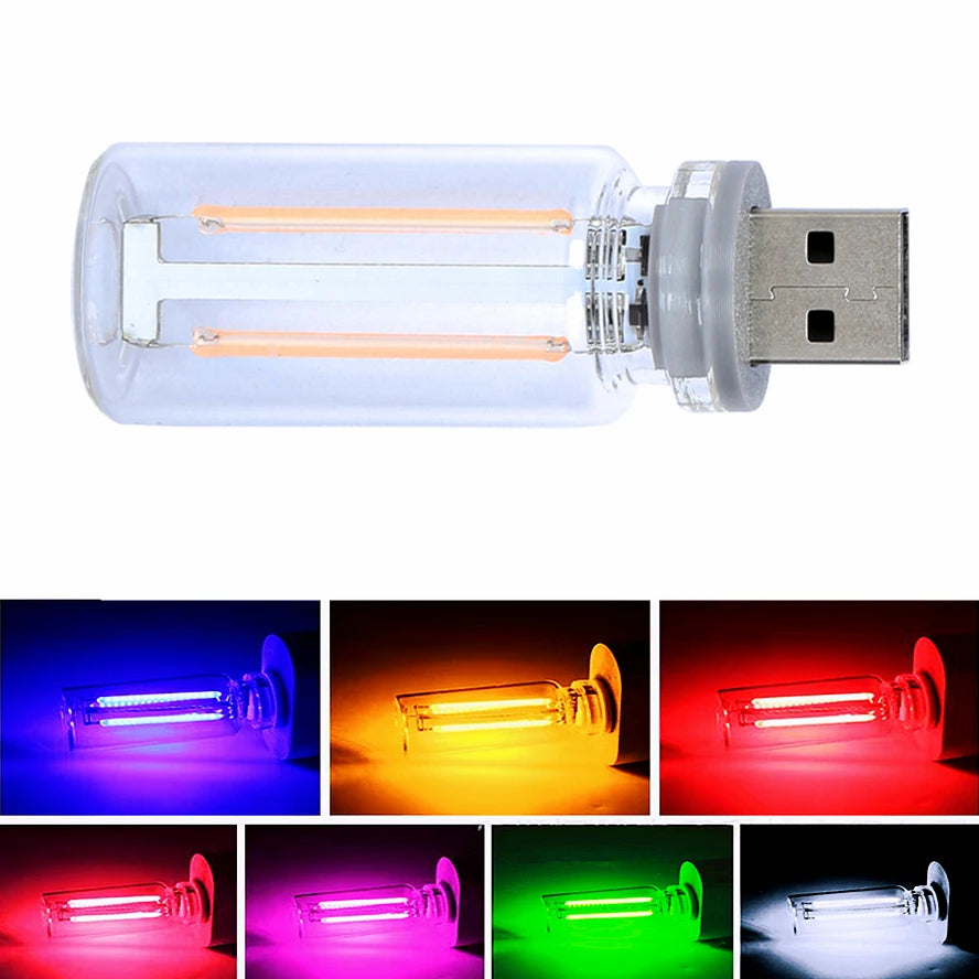 Touch Dimming USB LED Filament Glass Bulb 5V Retro Edison Bulb Night Light Car Decoration Incandescent Eye Protection Lighting