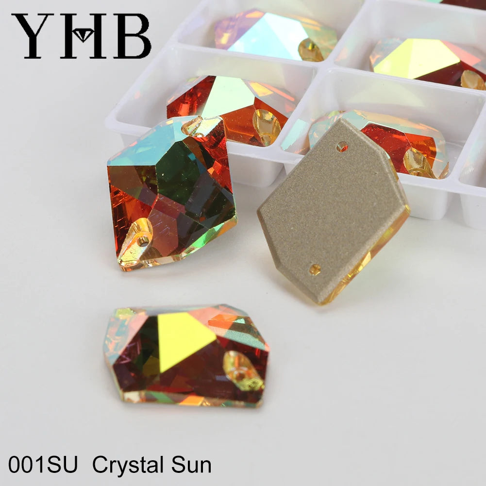 YHB Top Quality Cosmic Glass Crystal AB Moonlight Sewing Stones Flatback Sew on Rhinestones For Garment Clothes Bags