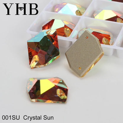 YHB Top Quality Cosmic Glass Crystal AB Moonlight Sewing Stones Flatback Sew on Rhinestones For Garment Clothes Bags