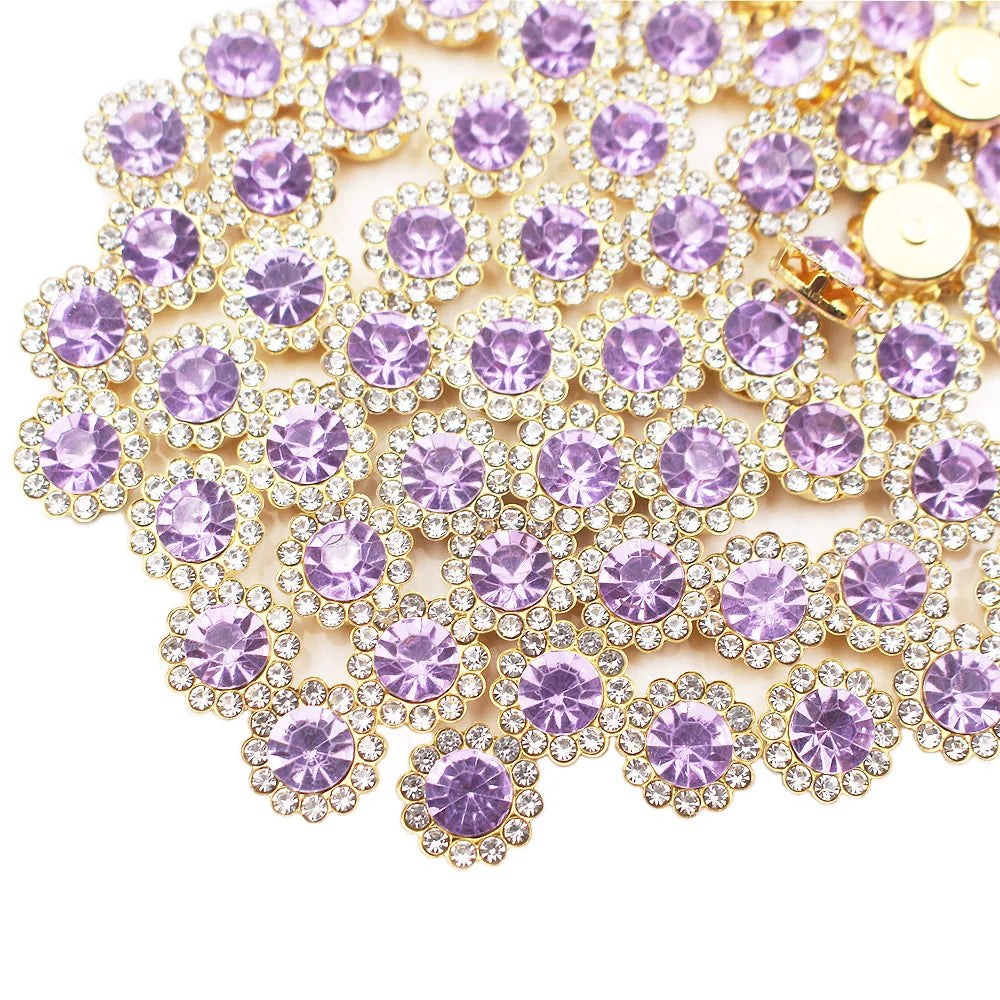 8mm-12mm Sunflower Sewing Claw Rhinestones Crystals Glass Beads Buttons Stones Sew On Rhinestone for Clothes Sewing Accessories