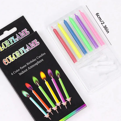 Colored Birthday Party Supplies 6/12pcs Wedding Colorful Multicolor Candles Safe Flames Dessert Cake Candles Decoration