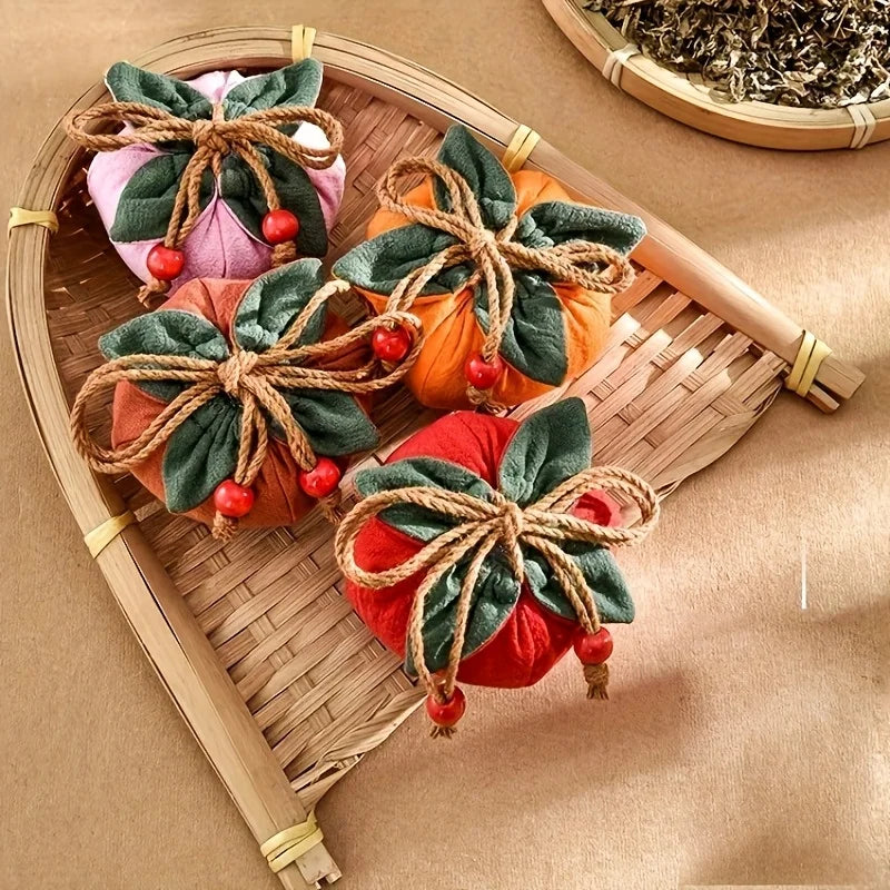 Incense Bag with Persimmon Pendant, Can Be Hung on Rearview Mirror or Car,Blessing Purse,Empty Bag Material Kit for Good Fortune