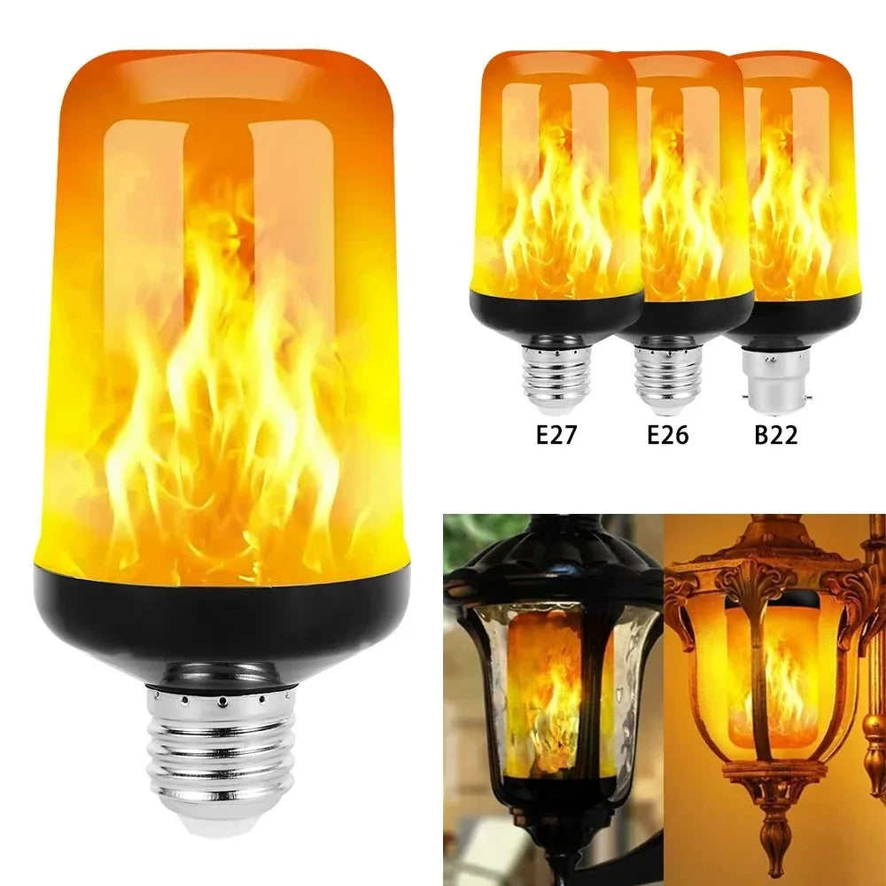 B22 E27 LED Flame Effect Light Bulb 4 Modes Flickering Fire Simulation for Party KTV Festival Garden Home Decor Outdoor Lighting