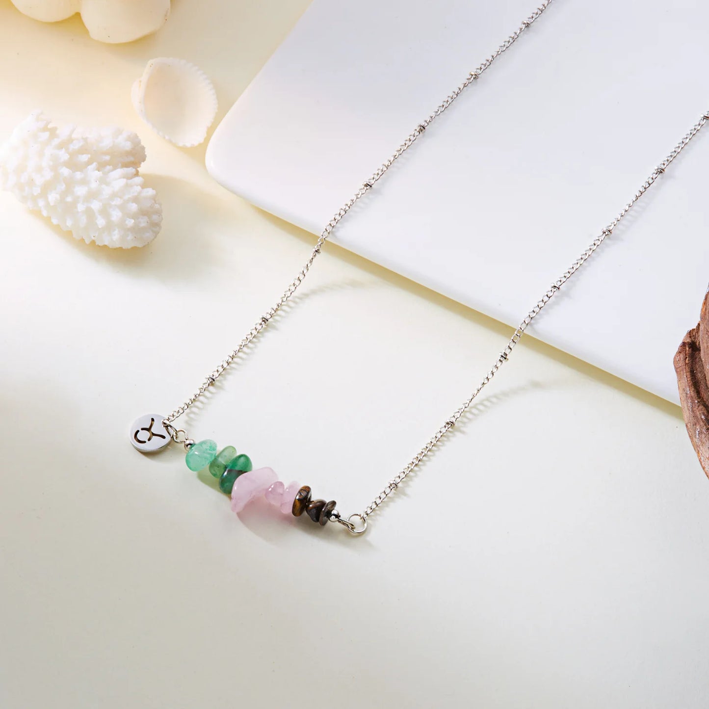 12 Zodiac Signs Constellation Charm Natural Crushed Stone Beaded Necklace for Men Women Couple Choker Virgo Leo Libra Jewelry