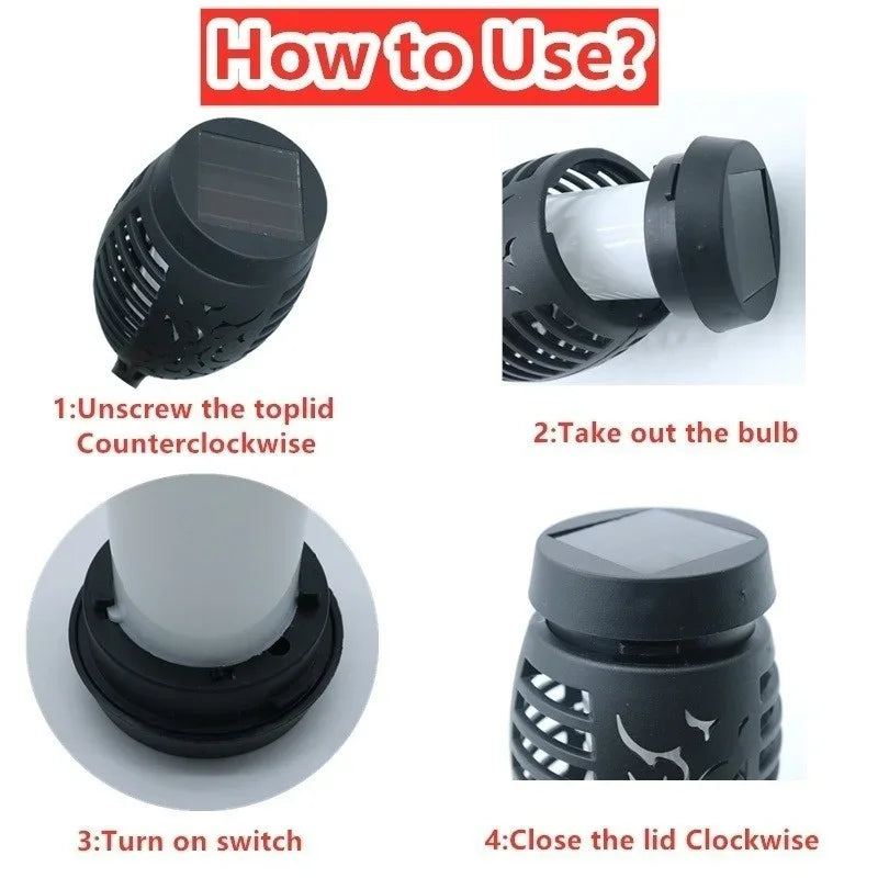 1/2/4/6/8/10Pcs Solar Flame Torch Lights Flickering Light Waterproof Garden Decoration Outdoor Lawn Path Yard Patio Floor Lamps