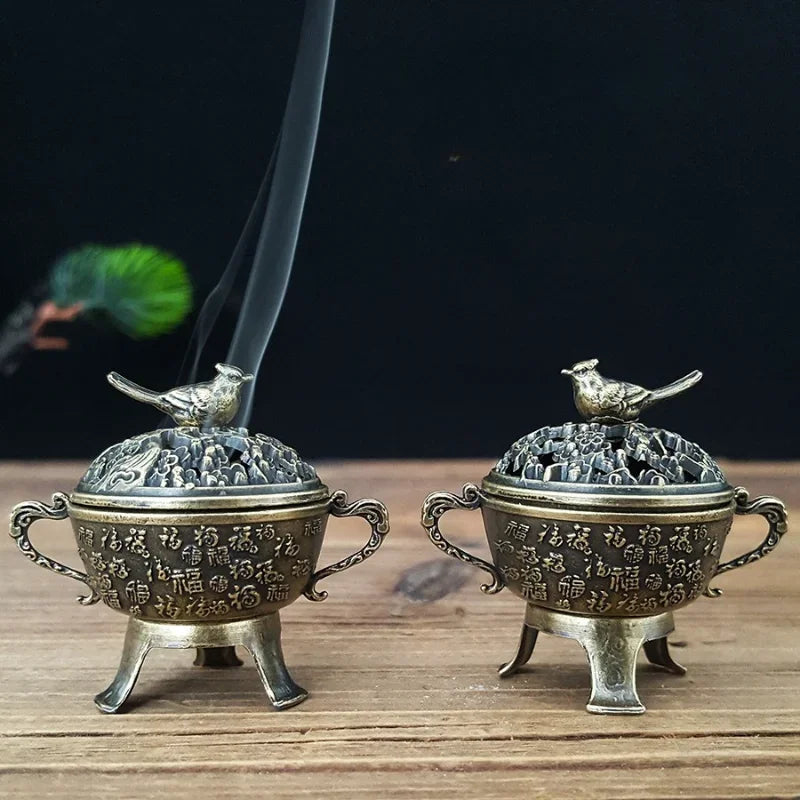 1pc Lucky Incense Burner Metal Lotus Incense Burner Bowl Incense Holder With Handle Yoga Meditation Home Decor