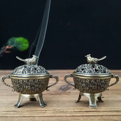 1pc Lucky Incense Burner Metal Lotus Incense Burner Bowl Incense Holder With Handle Yoga Meditation Home Decor