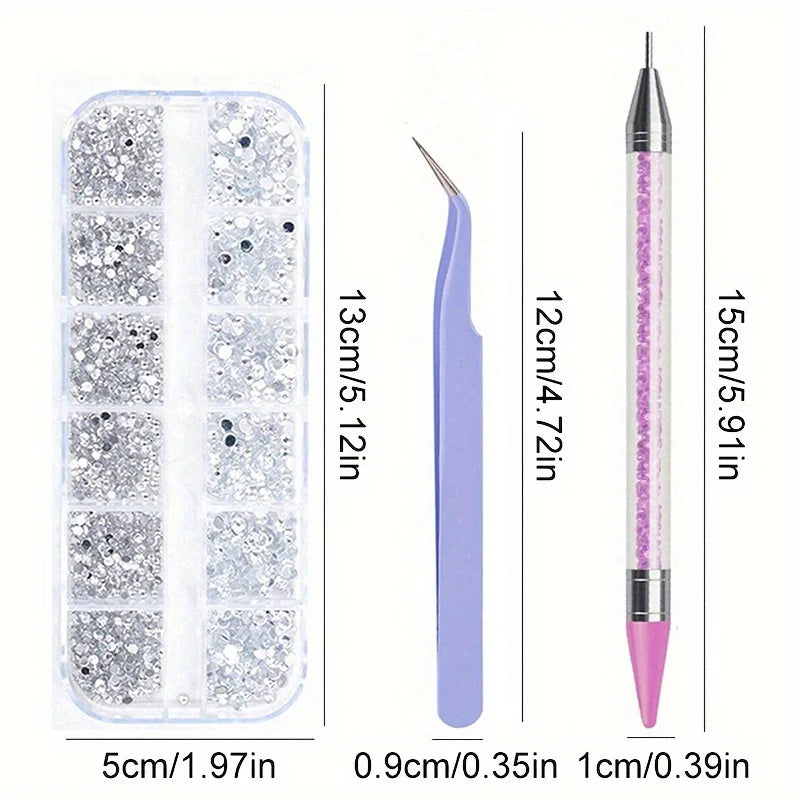 Nails Art Multi-Size Flat Back Acrylic Rhinestones 3D Crystal DIY Decorations Glitter Crystal Gem Manicure Accessories With