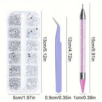 Nails Art Multi-Size Flat Back Acrylic Rhinestones 3D Crystal DIY Decorations Glitter Crystal Gem Manicure Accessories With