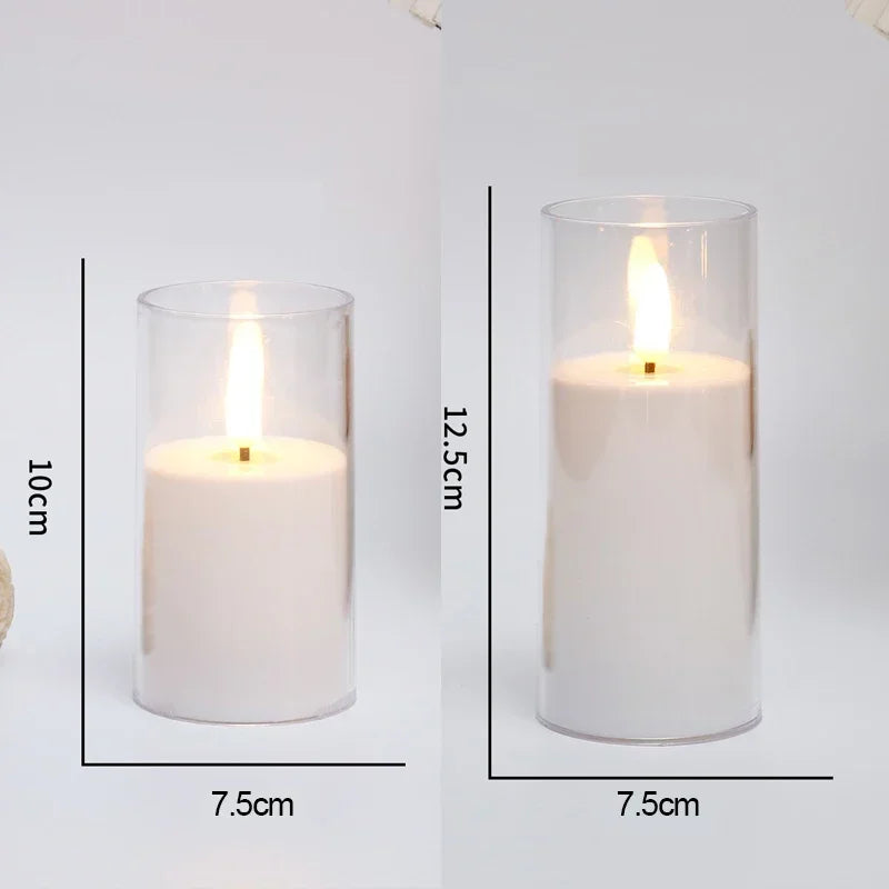 Led Electronic Candles Light Flameless Remote Timer Flickering Lamp Clear Acrylic Glass Battery Powered Wedding Party Christmas