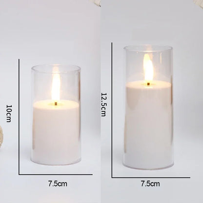 Led Electronic Candles Light Flameless Remote Timer Flickering Lamp Clear Acrylic Glass Battery Powered Wedding Party Christmas