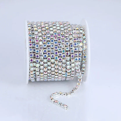 PEESOM SS6-SS18 Crystal Rhinestone Cup Chain Sew on Glass Rhinestone Trim Chain Glue On Colorful Crystal Cup Chain for DIY Craft