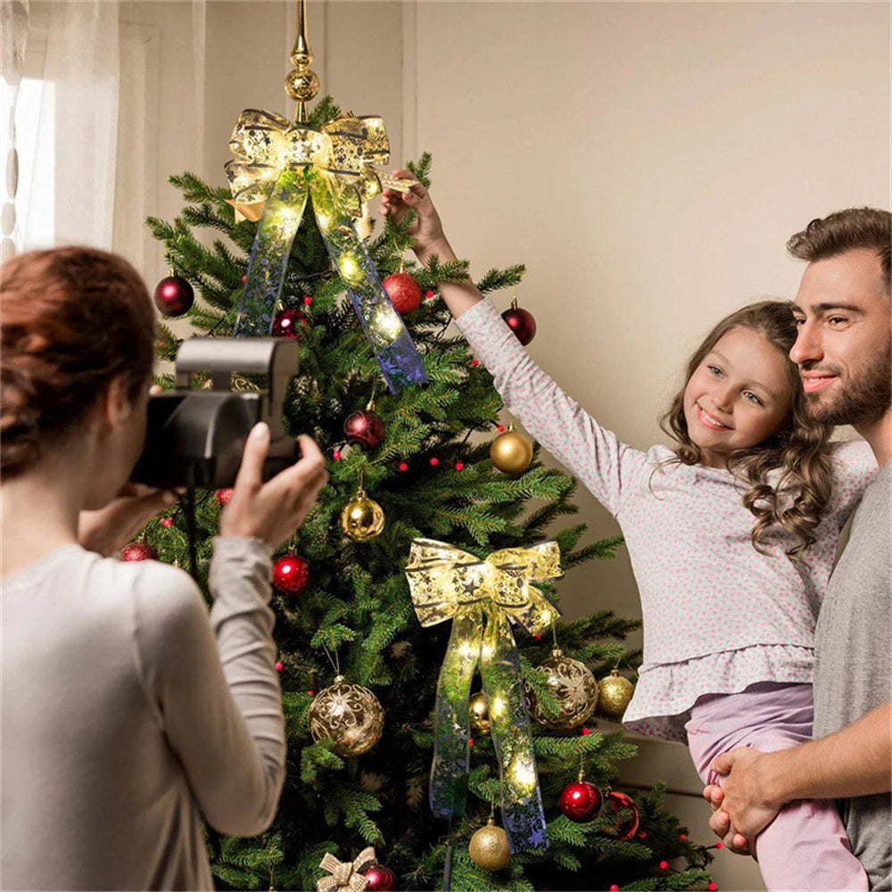 Indoor String Lights Battery Operated Christmas Ribbon with Lights Christmas Tree Accessories Decoration for Christmas New Year