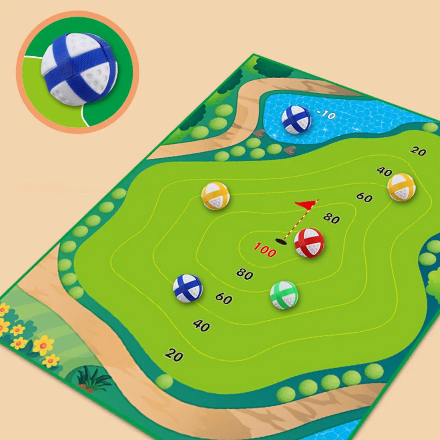 Golf Chipping Game Golf Chipping Battle Game With Hitting Mat Sticky Practice Mat With Club Putting Green Training Equipment For