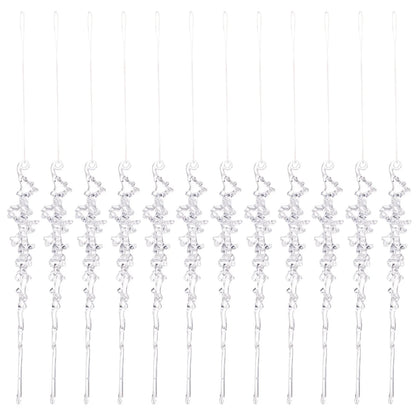 12 Pieces of Crystal Acrylic Spiral Ice Strip Decorations for Christmas Trees, Winter Fairyland Chandeliers and Other Items
