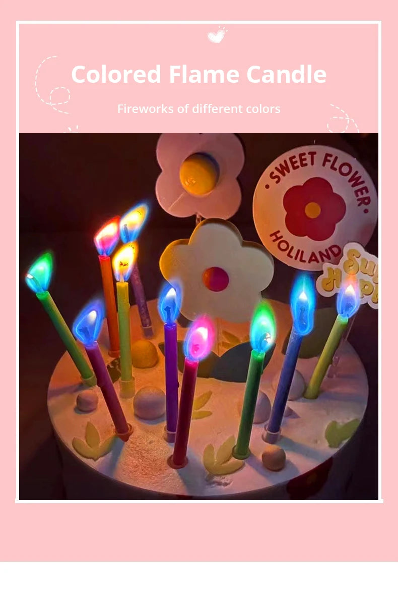 Colored Birthday Party Supplies 6/12pcs Wedding Colorful Multicolor Candles Safe Flames Dessert Cake Candles Decoration