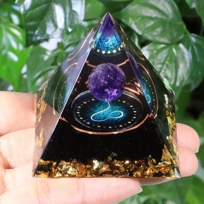 12 Zodiac Orgone Pyramid 5cm Horoscope Healing Natural Crystal Stone Ornaments Chakra Reiki Orgonite Gemstones Birthday Gifts
