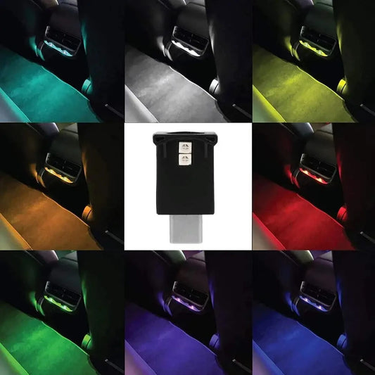 Type C Led Ambient Light 8 Colors RGB Dynamic Gradient Brightness Adjustable Car Interior Atmosphere Lamp
