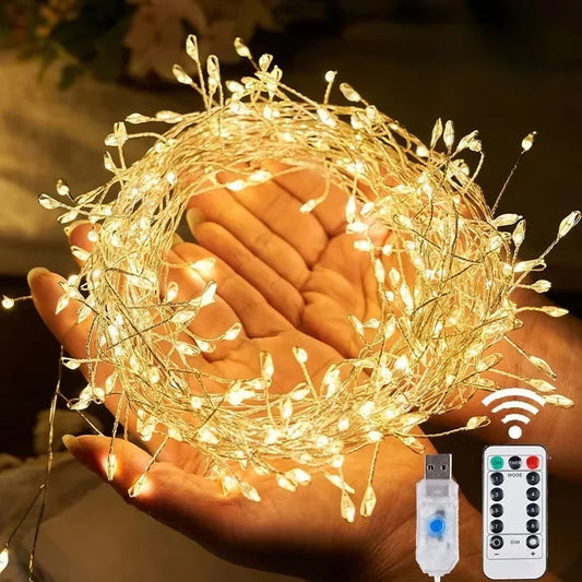 3/6M USB Power LED Firecracker String Lights Remote Control Garland Fairy Lights for Wedding Party Garden Christmas Decoration