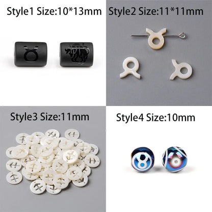 10PCS/lot 12 Constellation Horoscope Charms Beads 12 Zodiac Signs Multistyle Beads for DIY Couples Bracelets Jewelry Making