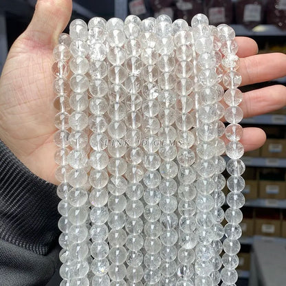 3A Natural Rock Quartz Beads Round Loose Spacer Flaws White Crystal For Jewelry Making Bracelet Necklace Diy Accessory Findings