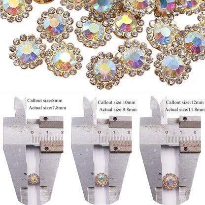 8mm-12mm Sunflower Sewing Claw Rhinestones Crystals Glass Beads Buttons Stones Sew On Rhinestone for Clothes Sewing Accessories