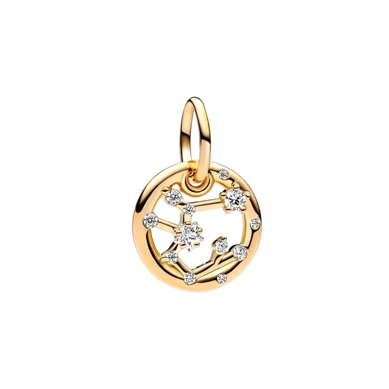 Plaqué or étincelant 12 signes du zodiaque breloque perles pendentif ajusté Original Bracelet en argent perles de collier pour bricolage bijoux femmes cadeau