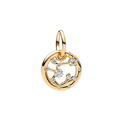 Plaqué or étincelant 12 signes du zodiaque breloque perles pendentif ajusté Original Bracelet en argent perles de collier pour bricolage bijoux femmes cadeau