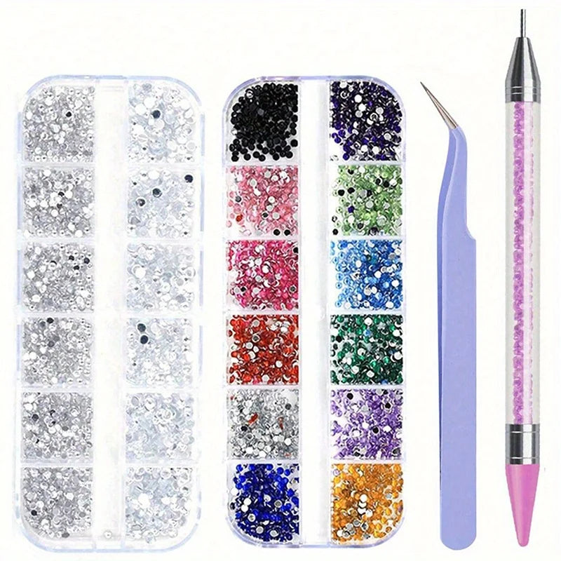 Nails Art Multi-Size Flat Back Acrylic Rhinestones 3D Crystal DIY Decorations Glitter Crystal Gem Manicure Accessories With