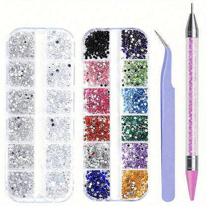 Nails Art Multi-Size Flat Back Acrylic Rhinestones 3D Crystal DIY Decorations Glitter Crystal Gem Manicure Accessories With