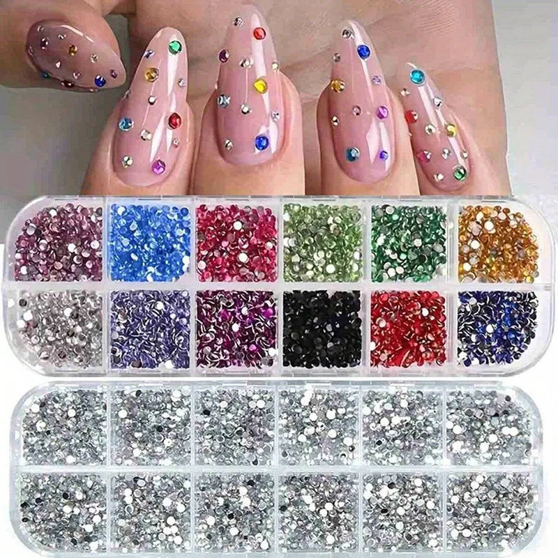 Nails Art Multi-Size Flat Back Acrylic Rhinestones 3D Crystal DIY Decorations Glitter Crystal Gem Manicure Accessories With