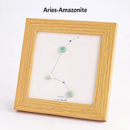 1 cadre photo en gravier de cristal naturel du zodiaque, décor de maison, fresque, ornements de bureau, accessoires de bricolage