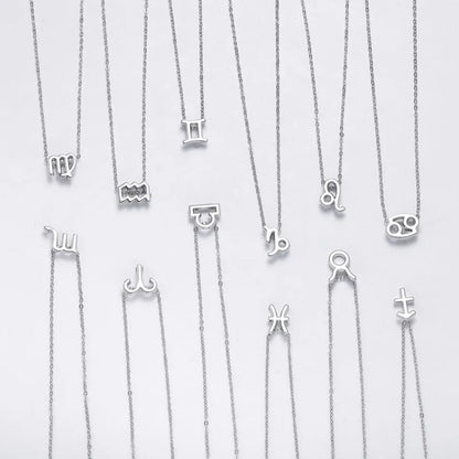 12 Horoscope Silver Color Pendant Necklace for Men Women Taurus Aries Leo Pisces Virgo 12 Constellations Jewelry Holiday Gifts