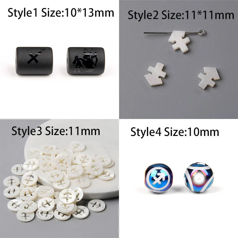 10PCS/lot 12 Constellation Horoscope Charms Beads 12 Zodiac Signs Multistyle Beads for DIY Couples Bracelets Jewelry Making