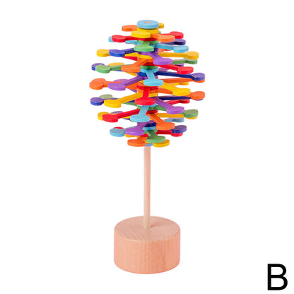 21cm Wooden Spiral Lollipop Stress Relief Toy Spinning Magic Wand Stop Stress Reliever Autism Toys Art Decoration Kids Gifts