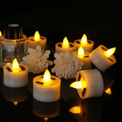10pcs Solar Tea Light Led Candles Flameless Outdoor Waterproof Solar Tea Lights Rechargeable Candles for Party Garden Home Decor