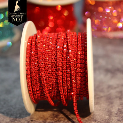 Rhinestones Chain Roll Tassel 1/10Yard Crystal Ribbon Strass Banding Sew On Gold Rhinestone Trim Strip Cup Chains For Needlework