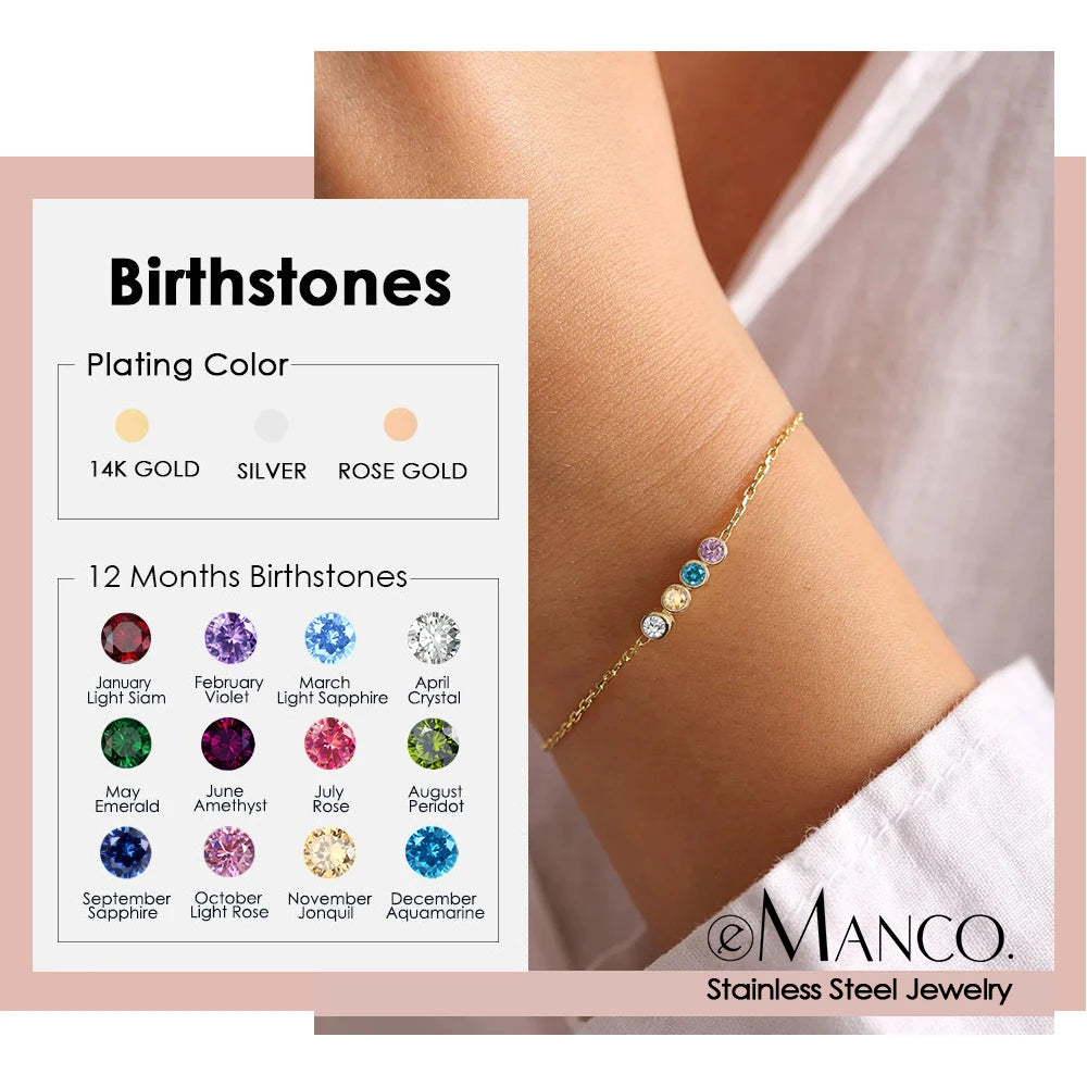 eManco DIY Zircon Birthstone Bracelet Personalized Matching Bracelets 12 Zodiac Sign Gifts Party Gifts