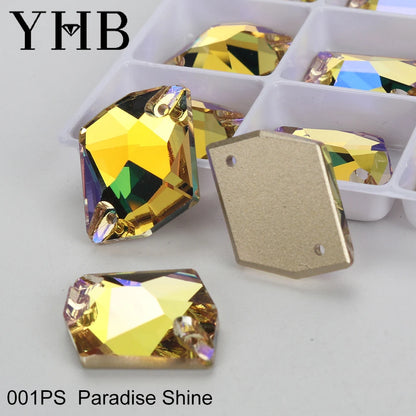 YHB Top Quality Cosmic Glass Crystal AB Moonlight Sewing Stones Flatback Sew on Rhinestones For Garment Clothes Bags