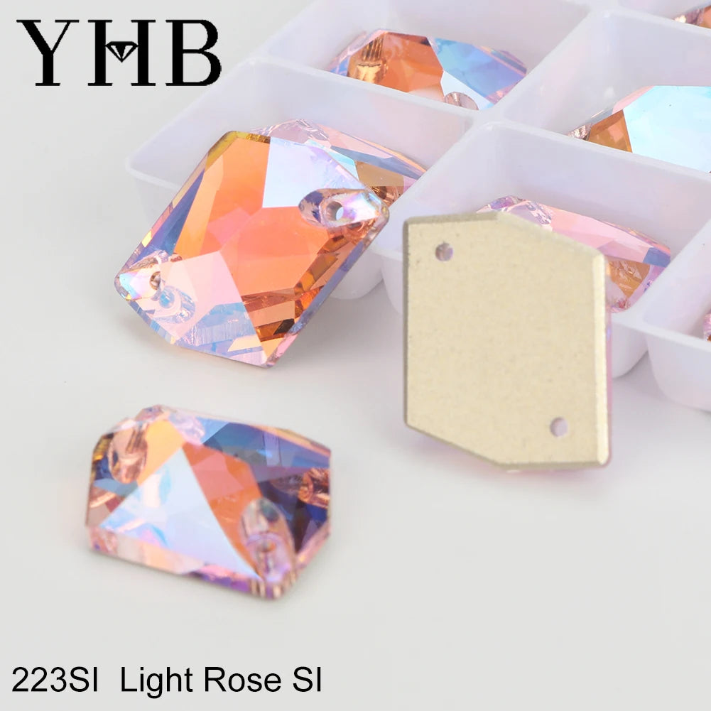 YHB Top Quality Cosmic Glass Crystal AB Moonlight Sewing Stones Flatback Sew on Rhinestones For Garment Clothes Bags