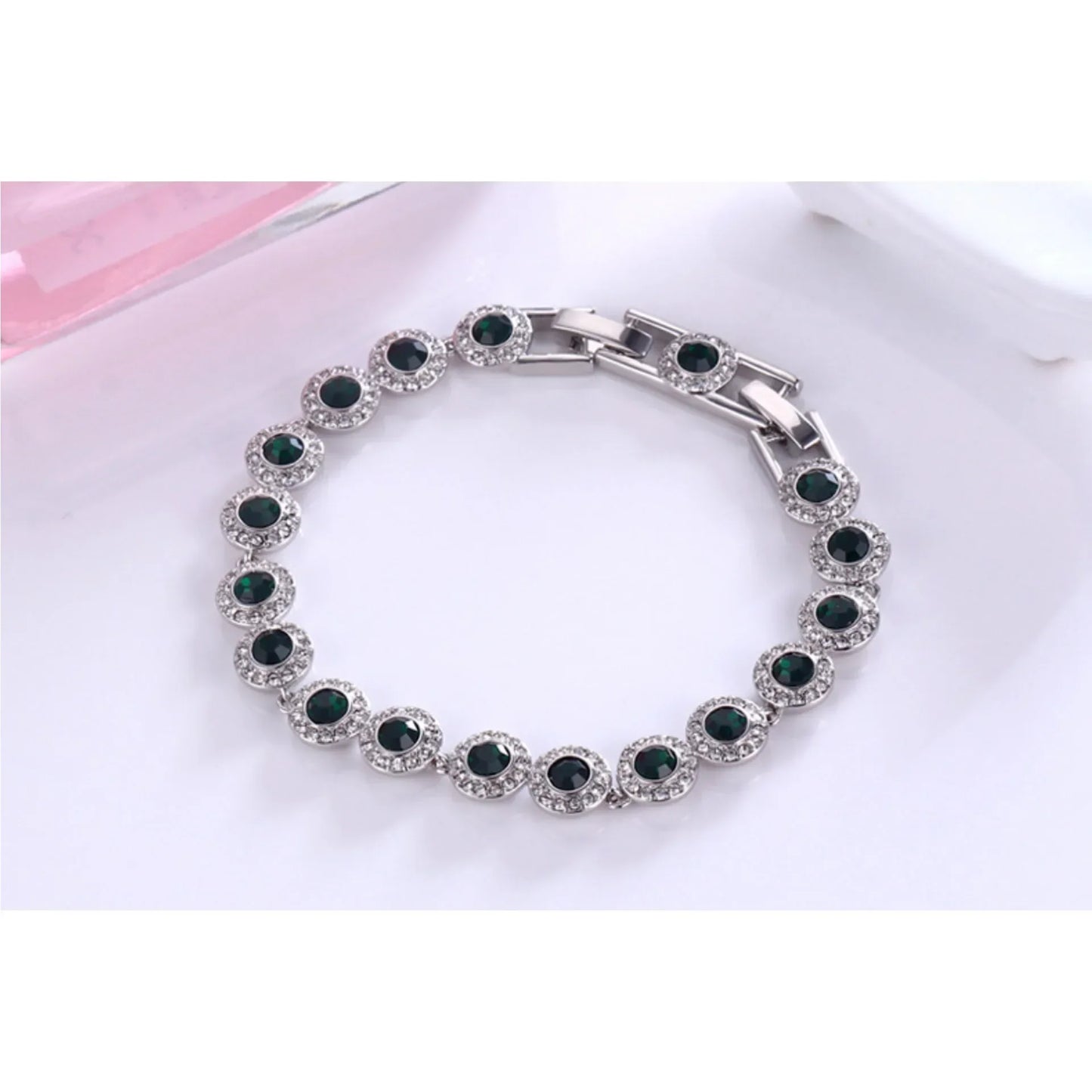 2025 New Original Round Water Drop Crystal High Jewelry Set Fashion Dazzling Women's Bracelet Earring Necklace Ring Wedding Gift