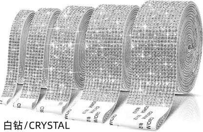 Self Adhesive Crystal Rhinestone Sticker Diamond Ribbon DIY Sticker Rhinestones Arts Crafts Car Phone Decoration Dropshipping