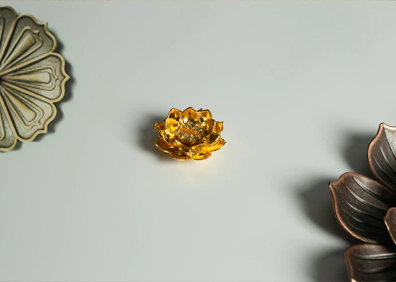 Incense Holder for Sticks Alloy Incense Burner Creative 3 levels Lotus Incense Stick Holder and Detachable Ash Catcher