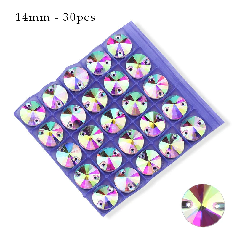 Crystal AB Ordinary Crystal Glass Sewing Rhinestones Sew On Flatback Rhinestone Wedding Dress Accessories DIY Garment Making