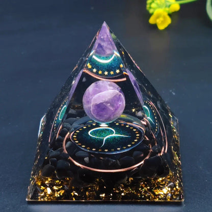 12 Zodiacs Orgone Pyramid 5cm Horoscope Healing Natural Crystal Stone Chakra Reiki Orgonite Gemstones Birthday Constellation