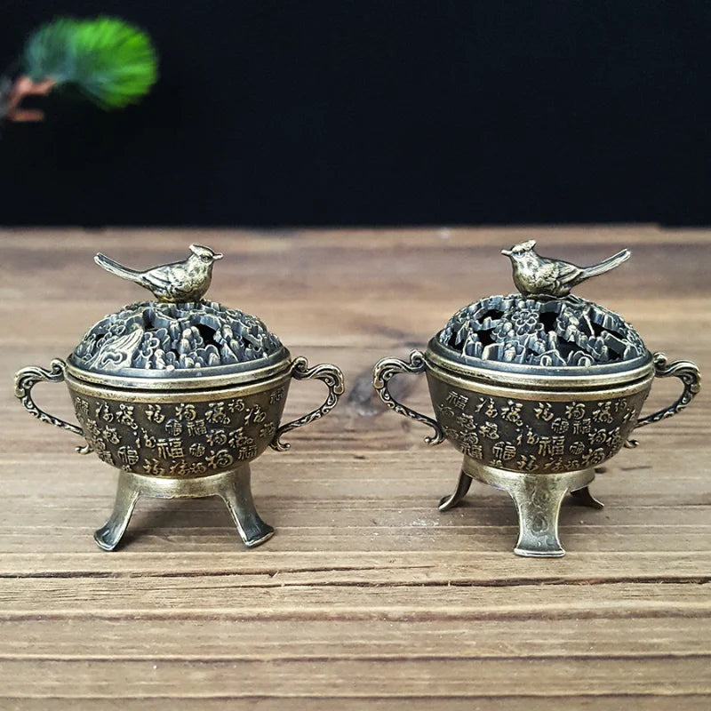 1pc Lucky Incense Burner Metal Lotus Incense Burner Bowl Incense Holder With Handle Yoga Meditation Home Decor
