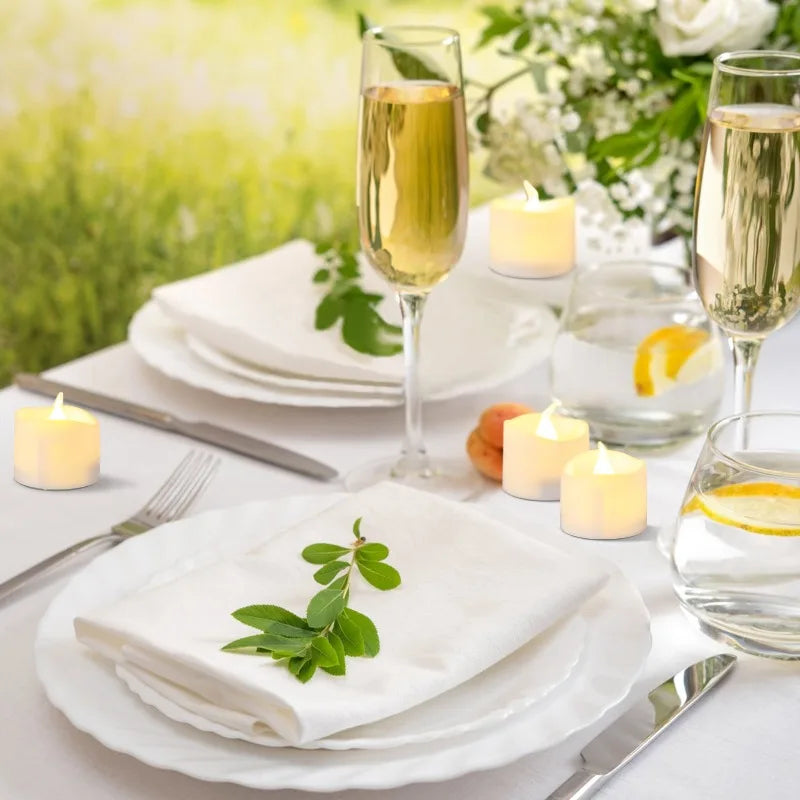 Flickering LED Ivory Electronic Candle, Flameless Tealight Candle,Battery Operated LED Tealight Candle, Ideal for Weddings, Ta