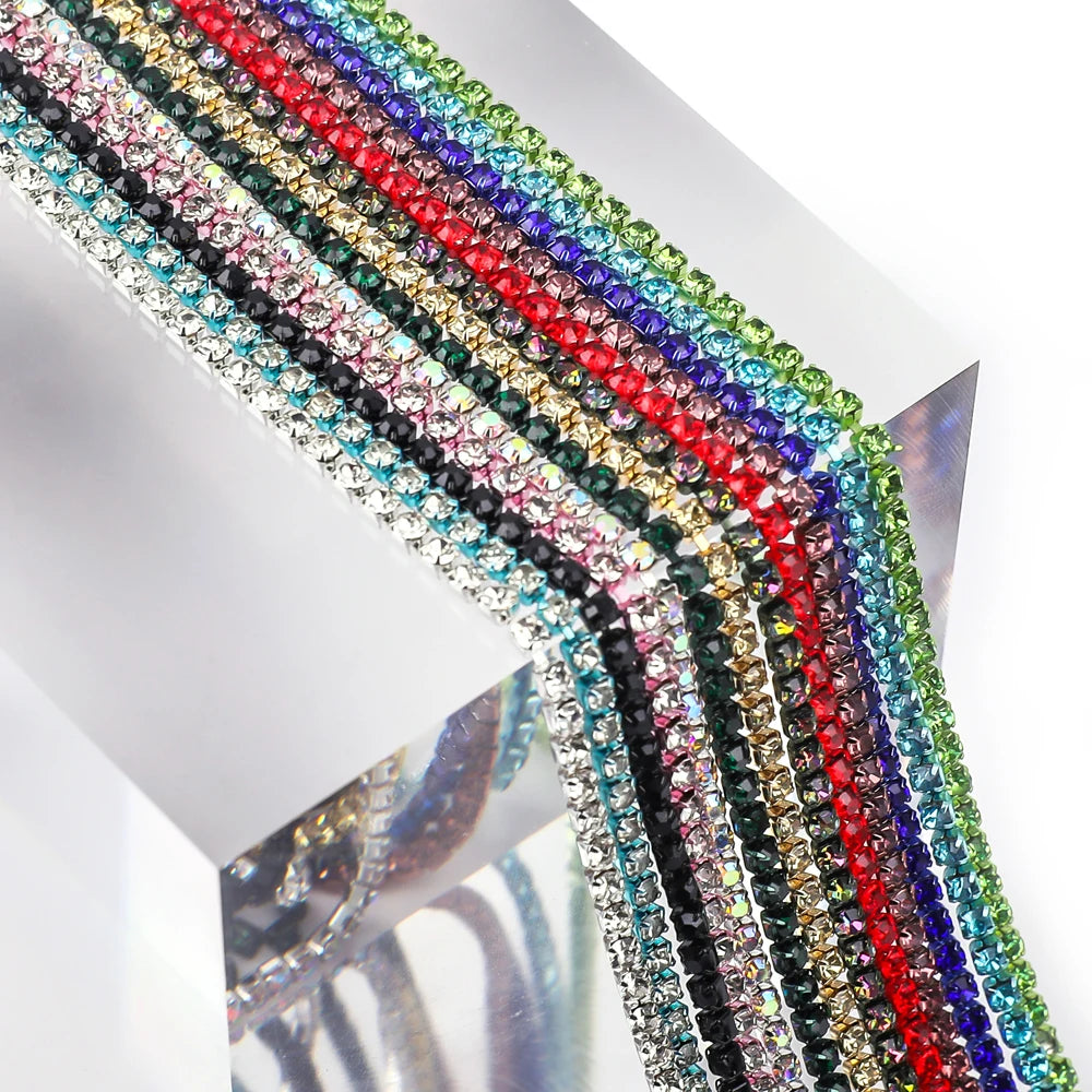 Crystal 10 Yard Rhinestones Trim Stone Cup Chain Gold Diamond Strass Decorative Applique Crystal Trimmings For Dresses